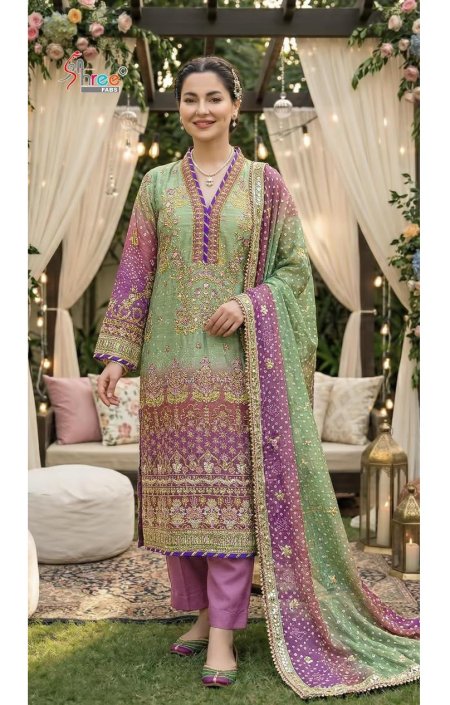 Sr 2351 A To E By Shree Raga Chiffon Readymade Pakistani Suits 